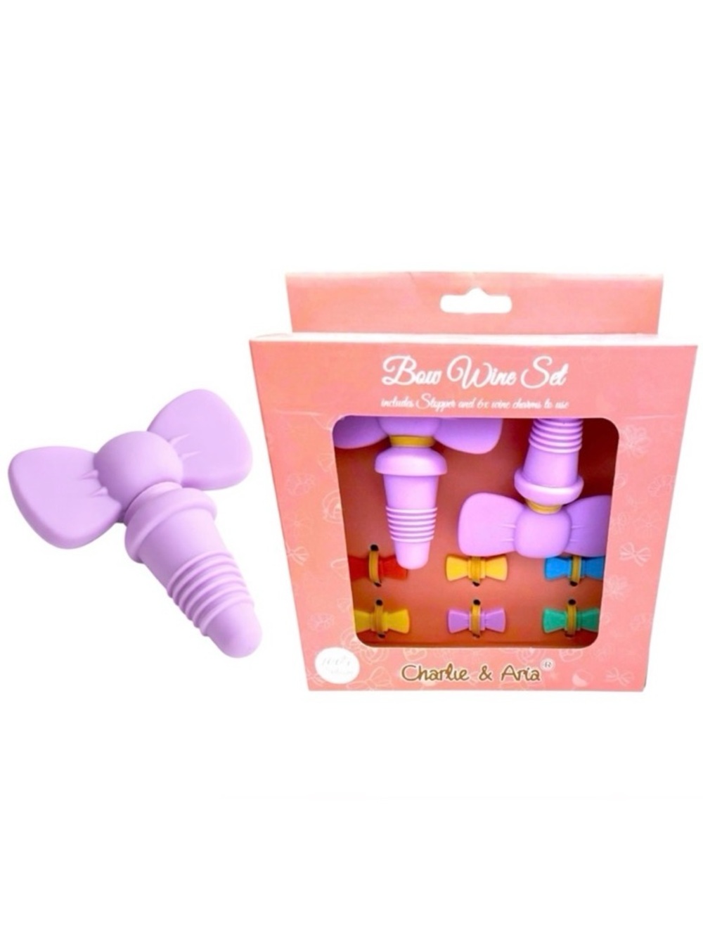 Wine Bow Bottle Stoppers Cute Bow Wine Glass Charms NIB Wine Lover Gift Birthday